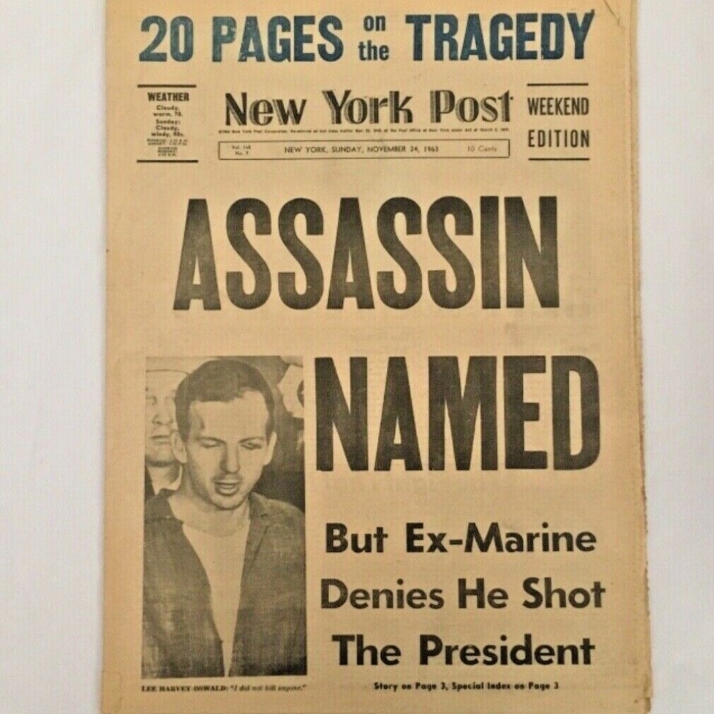 Nov 24 1963 Vintage NY Post Newspaper JFK Kennedy Assassin Named Complete Paper